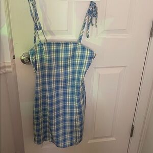 Full Tilt Blue and White Plaid Midi Dress